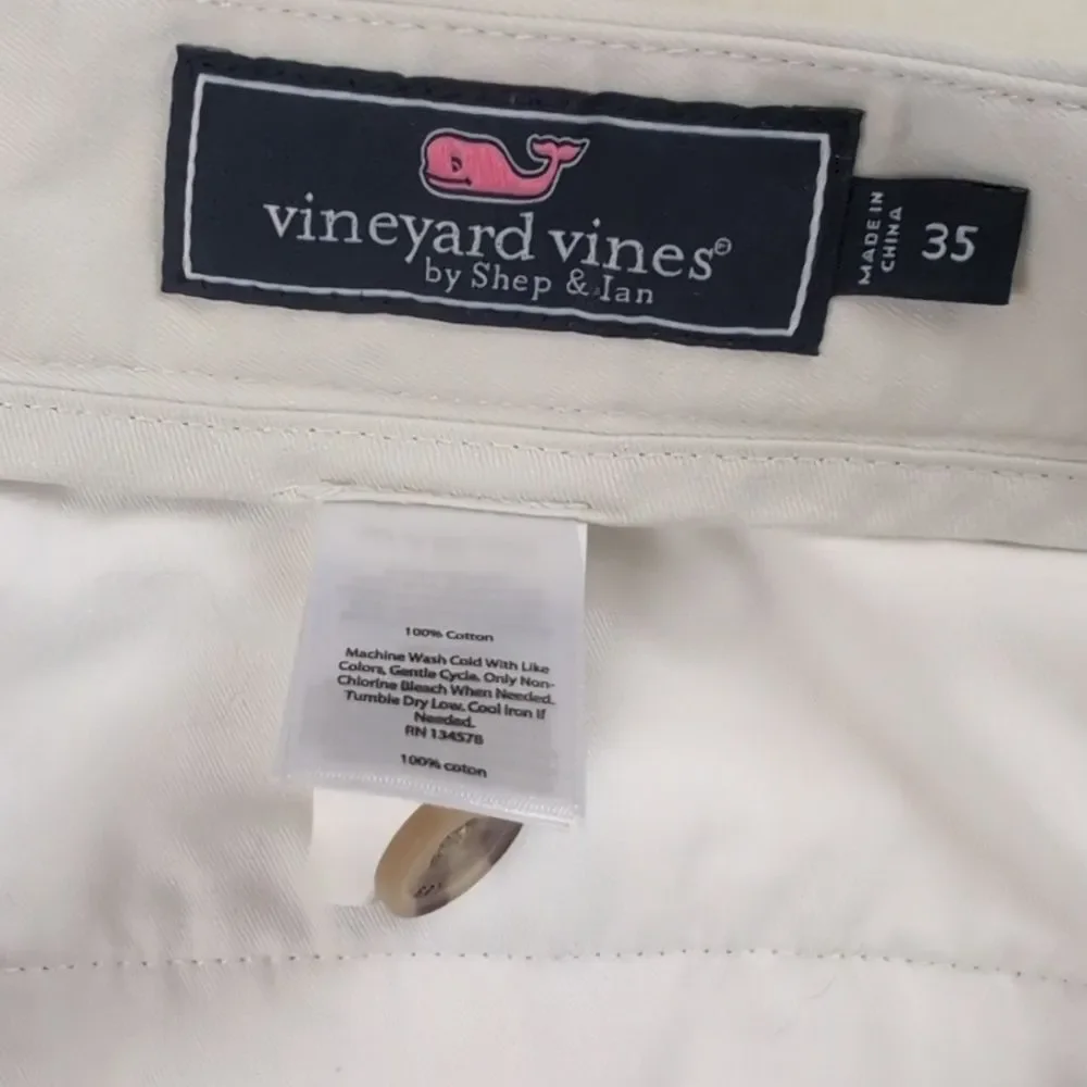Vineyard Vines Cotton Breaker Short Embroidered American Flag Whales Size 35